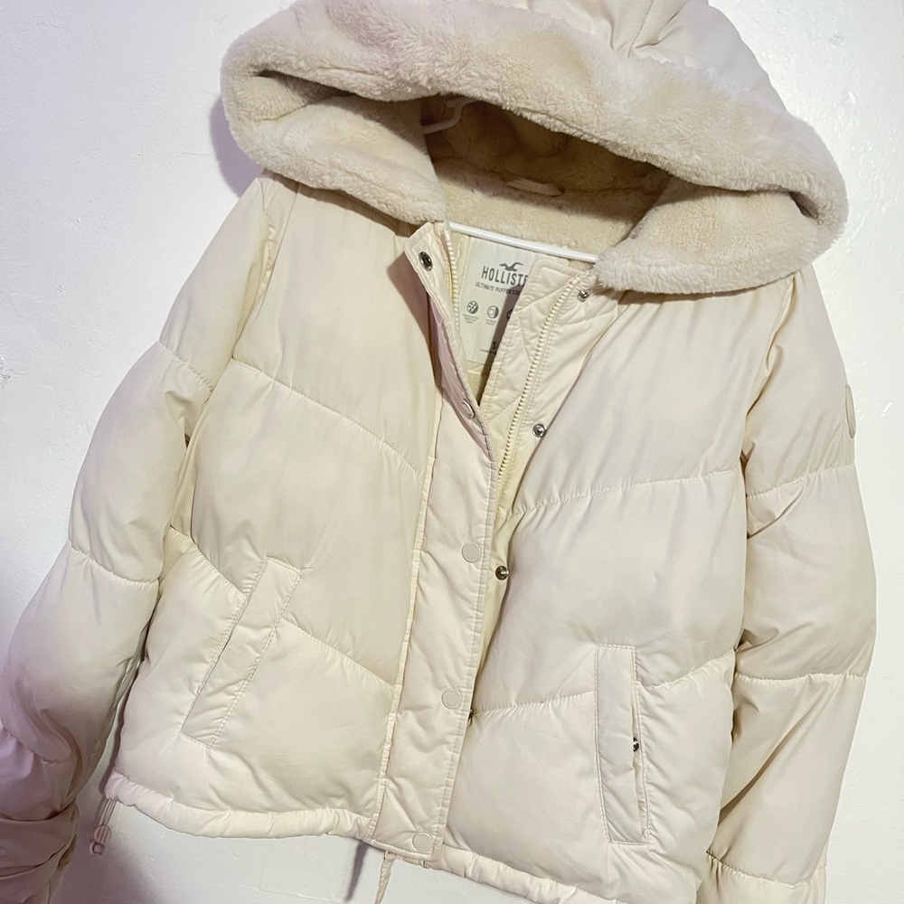 White Hollister Fur Coat